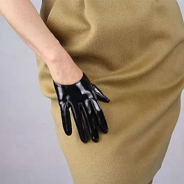 DooWay Extra Short Black Leather Gloves for Stylish Wear