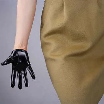 DooWay Extra Short Black Leather Gloves for Stylish Wear
