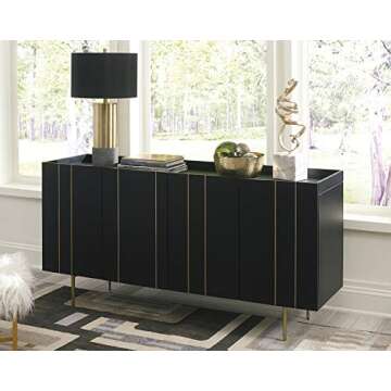 Signature Design by Ashley Brentburn Contemporary Accent Cabinet or TV Stand, Black