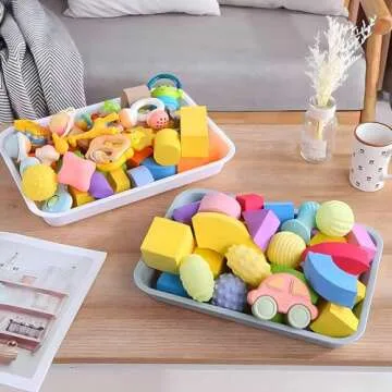 5 Pack Activity Plastic Art Trays, Crafts Organizer Serving Trays for Painting,Beads,Slime and Classroom Home Activities