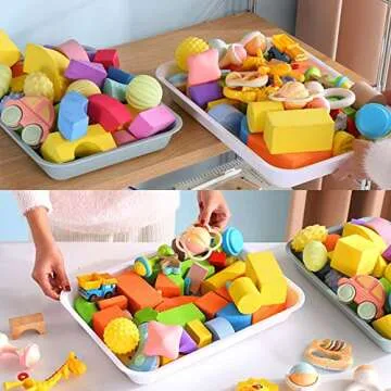 5 Pack Activity Plastic Art Trays, Crafts Organizer Serving Trays for Painting,Beads,Slime and Classroom Home Activities