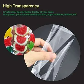 Somioco 200 pcs 4x10 in Long Resealable Cello Cellophane Bags Self Adhesive Cellophane Clear Treat Bags Opp Sealing Plastic Poly Bags 1.4 Mil for Bakery Cookies Candies Jewelry Crafts Candles Party Gift