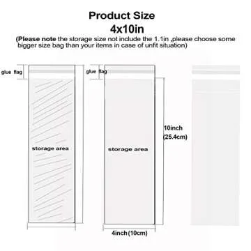 Somioco 200 pcs 4x10 in Long Resealable Cello Cellophane Bags Self Adhesive Cellophane Clear Treat Bags Opp Sealing Plastic Poly Bags 1.4 Mil for Bakery Cookies Candies Jewelry Crafts Candles Party Gift