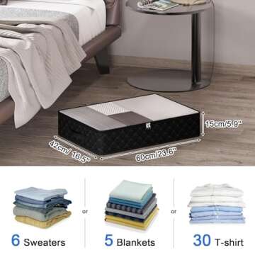 Fixwal 4 Pack Black Underbed Storage Bags with Clear Window and 2 Reinforced Handles Under Bed Stora...