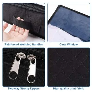 Fixwal 4 Pack Black Underbed Storage Bags with Clear Window and 2 Reinforced Handles Under Bed Storage Containers for Clothing, Bedding, Comforter