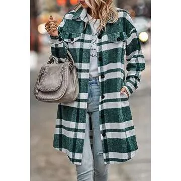 PRETTYGARDEN Women's Cozy Plaid Shacket for Winter Wear