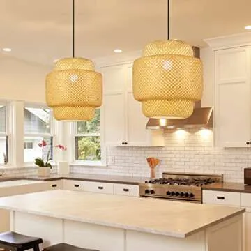 Hand Woven Bamboo Pendant Light Fixture - Eco-Friendly Decor