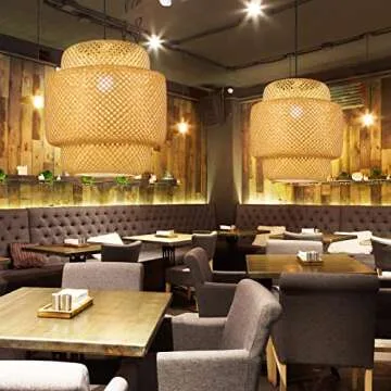 Hand Woven Bamboo Pendant Light Fixture - Eco-Friendly Decor