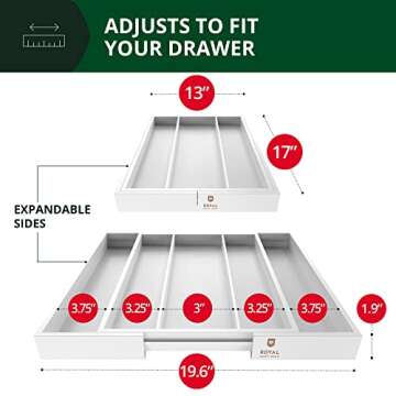 ROYAL CRAFT WOOD Luxury Bamboo Kitchen Drawer Organizer - Silverware Organizer - Utensil Holder and ...