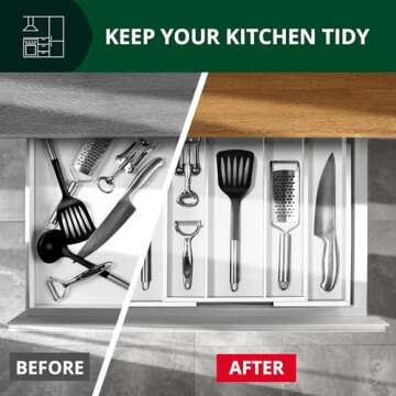 ROYAL CRAFT WOOD Luxury Bamboo Kitchen Drawer Organizer - Silverware Organizer - Utensil Holder and Cutlery Tray with Grooved Drawer Dividers for Flatware and Kitchen Utensils (5 Slot, White)