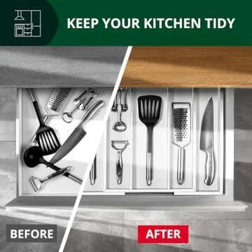 ROYAL CRAFT WOOD Luxury Bamboo Kitchen Drawer Organizer - Silverware Organizer - Utensil Holder and Cutlery Tray with Grooved Drawer Dividers for Flatware and Kitchen Utensils (5 Slot, White)