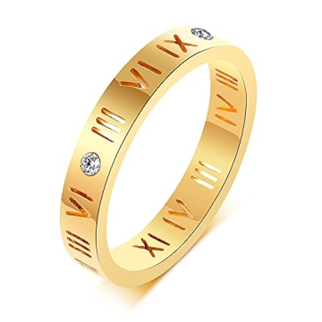 VNOX Stainless Steel CZ Roman Numeral Ring - Elegant & Durable Jewelry
