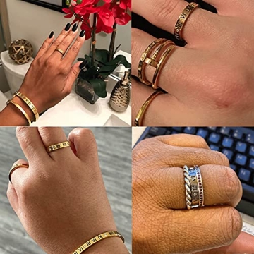 VNOX Stainless Steel CZ Roman Numeral Ring Women Jewelry