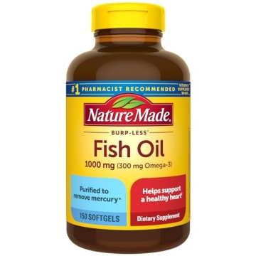 Nature Made Burp Less Fish Oil 1000 mg Softgels for Heart Health