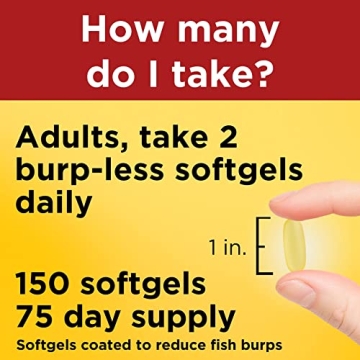 Nature Made Burp Less Fish Oil 1000 mg Softgels for Heart Health