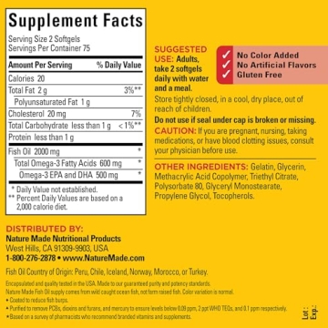 Nature Made Burp Less Fish Oil 1000 mg Softgels for Heart Health