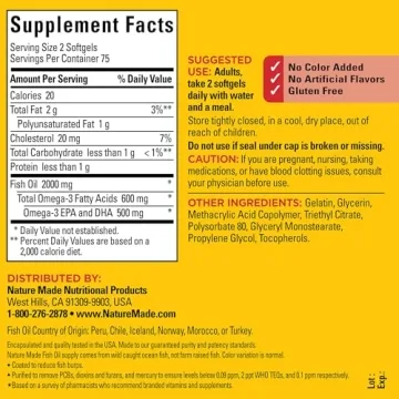 Nature Made Burp Less Fish Oil 1000 mg Softgels for Heart Health