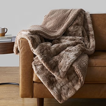 Ultra Soft Reversible Faux Fur Sherpa Throw Blanket - Perfect for Cozy Nights