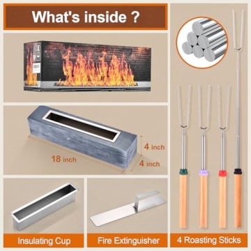 LKCTB Table top Firepit - Ethanol Smokeless Mini Fireplace, Portable for Indoor & Outdoor Use, Includes 4 Roasting Sticks & 1 Burning Cotton