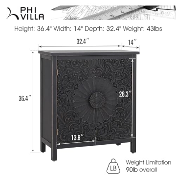 Discover the Elegant PHI VILLA Black Accent Cabinet Today