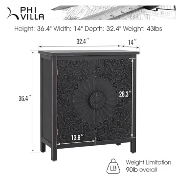 Discover the Elegant PHI VILLA Black Accent Cabinet Today