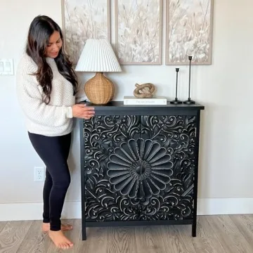 Discover the Elegant PHI VILLA Black Accent Cabinet Today