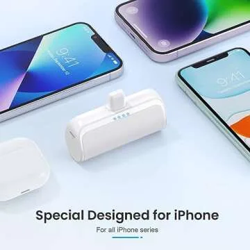 Mini Portable Charger Power Bank for iPhone, 5200mAh Portable Phone Charger, Ultra-Compact PD Fast C...