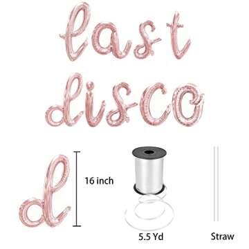 Gifloon Last Disco Balloons, Last Disco Bachelorette Party Decorations Cursive Letter Foil Letter Balloon Bridal Shower Retro Bride Party Decor, Rose Gold