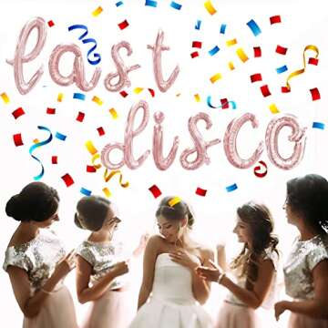 Gifloon Last Disco Balloons, Last Disco Bachelorette Party Decorations Cursive Letter Foil Letter Balloon Bridal Shower Retro Bride Party Decor, Rose Gold