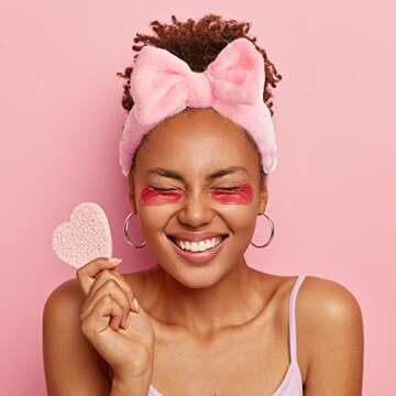 NYKKOLA 2 Pack Spa Headband,Bowknot Coral Fleece Elastic Headband With 2 Silicone Face Mask Brush,for Women Girls Washing Face Beauty Skincare And Sports. (Gray,Pink)