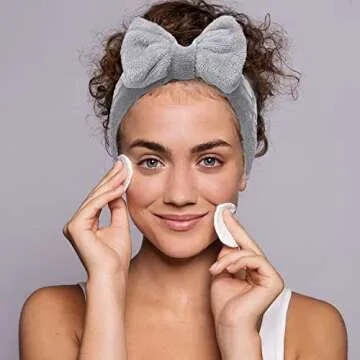 NYKKOLA 2 Pack Spa Headband,Bowknot Coral Fleece Elastic Headband With 2 Silicone Face Mask Brush,for Women Girls Washing Face Beauty Skincare And Sports. (Gray,Pink)