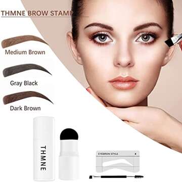 Eyebrow Stamp Stencil Kit Eyebrow Stamping Perfect Brows Stamp Shaping Kit Waterproof (Dark Brown)