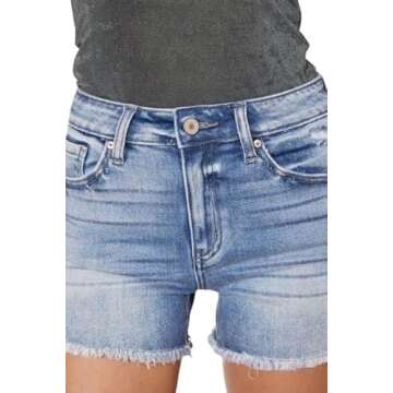 Stylish Kancan Women's High Rise Denim Shorts for Summer