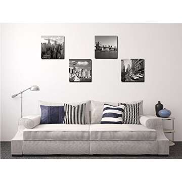 GOUPSKY Canvas Print for Home Decoration 4 Panels New York City Landmark Painting Wall Art Picture P...