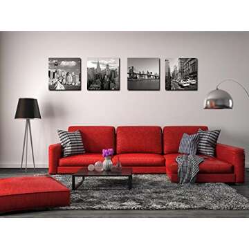 GOUPSKY Canvas Print for Home Decoration 4 Panels New York City Landmark Painting Wall Art Picture Print on Canvas - High Definition Modern Giclee Artwork