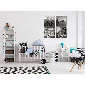 GOUPSKY Canvas Print for Home Decoration 4 Panels New York City Landmark Painting Wall Art Picture Print on Canvas - High Definition Modern Giclee Artwork