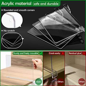 Consevisen Shelf Dividers for Closet Organization and Storage, 8 Pack Acrylic Clear Closet Shelf Div...