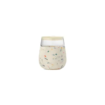 W&P Porter Wine Cocktail Glass with Protective Silicone Sleeve Terrazzo Cream 15 Ounces On-the-Go Re...