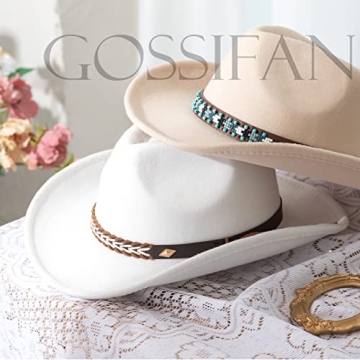 Stylish Gossifan Cowboy Hat for Men and Women - Beige Fedora