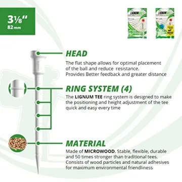 LIGNUM Classic Golf Tees - Durable Bio Based Tees with Disc