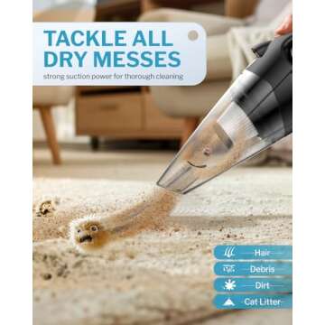 Powools Handheld Vacuum Cordless with 2 Filters, Car Vacuum Cleaner High Power with Fast Charge Tech...