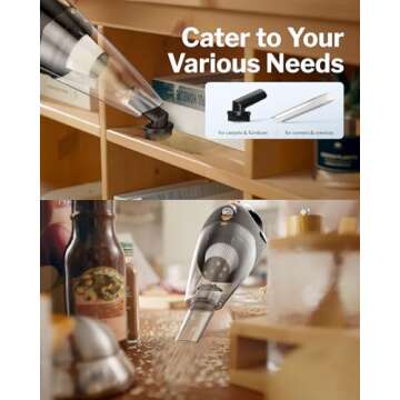 Powools Handheld Vacuum Cordless with 2 Filters, Car Vacuum Cleaner High Power with Fast Charge Tech, Portable Rechargeable Mini Vacuum with Large-Capacity Battery, Orange