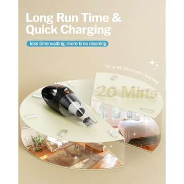 Powools Handheld Vacuum Cordless with 2 Filters, Car Vacuum Cleaner High Power with Fast Charge Tech, Portable Rechargeable Mini Vacuum with Large-Capacity Battery, Orange