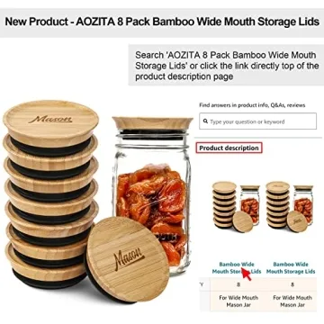 Aozita 12 Pack Colorful Plastic Mason Jar Lids for Storage