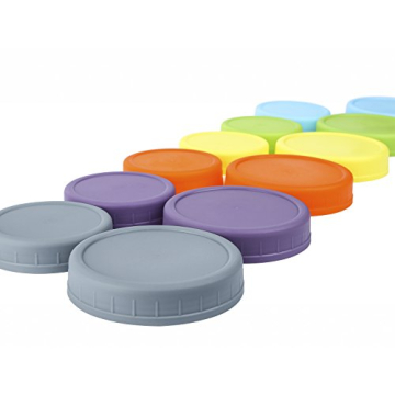 Aozita 12 Pack Colorful Plastic Mason Jar Lids for Storage
