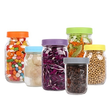 Aozita 12 Pack Colorful Plastic Mason Jar Lids for Storage