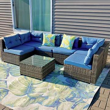 YITAHOME 7 Pieces Patio Furniture Set, All-Weather PE Rattan Outdoor Conversation Set, Wicker Outsid...