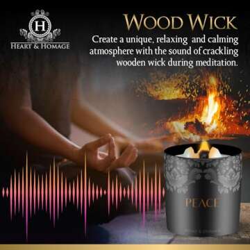 Heart & Homage Natural Scented Meditation Candle with Healing Crystals - Luxurious Wood Wick Candle - Crystal Candle with Premium Gift Packaging, 8.11 oz (Lavender)