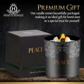 Heart & Homage Natural Scented Meditation Candle with Healing Crystals - Luxurious Wood Wick Candle - Crystal Candle with Premium Gift Packaging, 8.11 oz (Lavender)