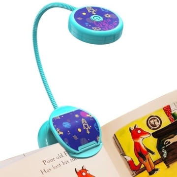 Vekkia Cute Rechargeable Book Light,Eye Caring Reading Light for Kids Clip on, 3 Colors & 3 Brightne...